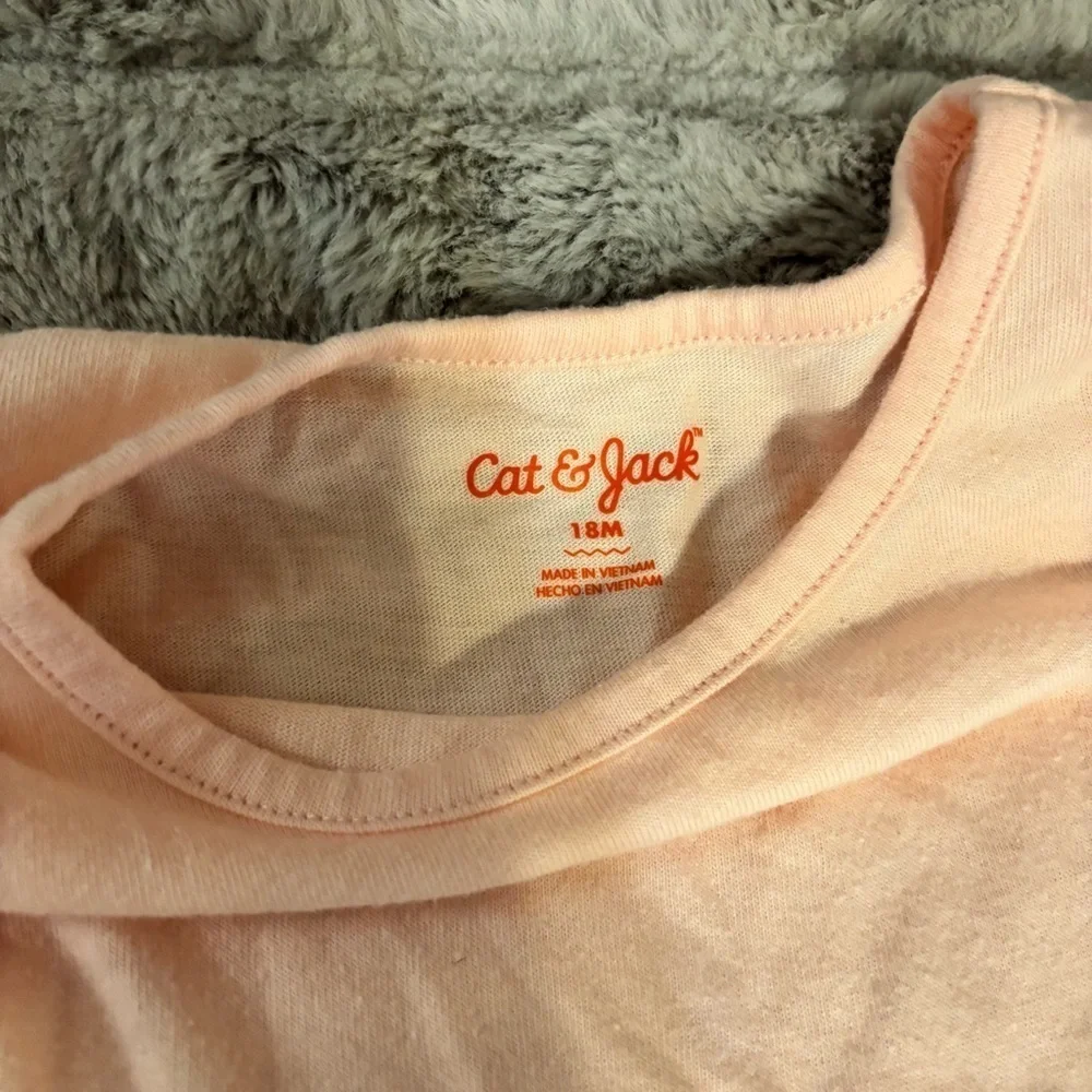 Cat & Jack 18 Months Light Pink Long Sleeve Dress Shirt with Gold Hearts Tutu